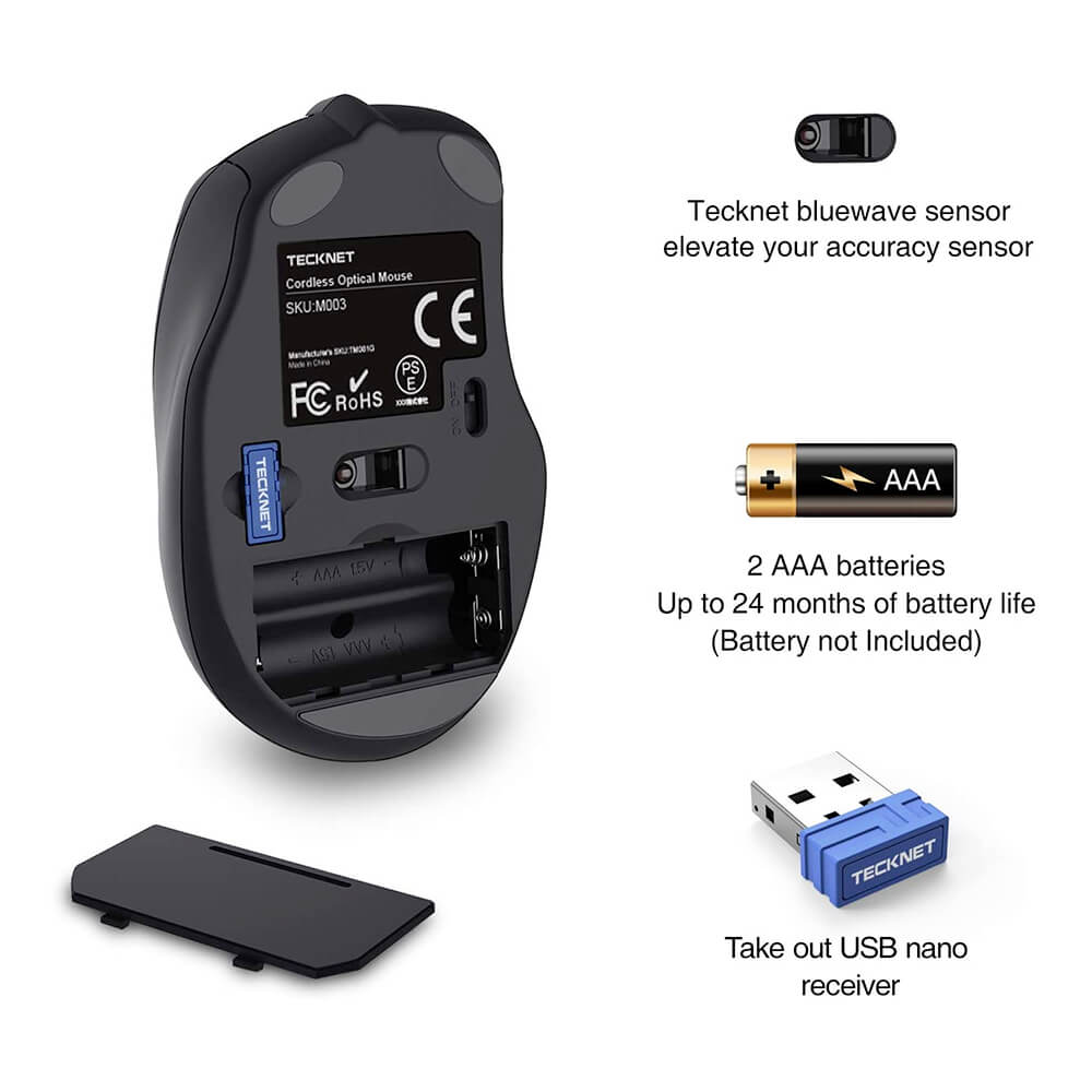 TeckNet M003-v3 Pro 2.4G Mini Wireless Mouse (gray), Grey Price — Dice.bg